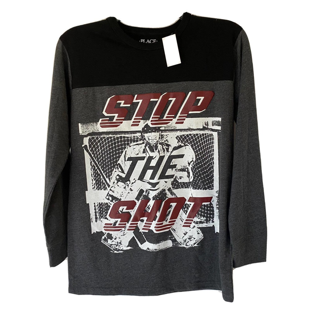 NWT The Children's Place Boys Long Sleeve Stop the Shot Graphic Top Shir…